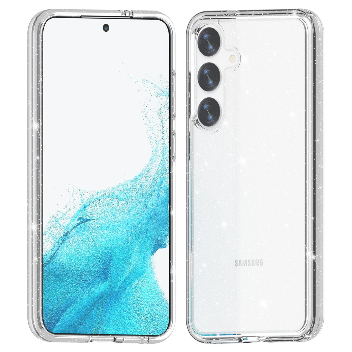 For Samsung Galaxy S24+ Case PC + TPU Shiny Glitter Phone Cover - White