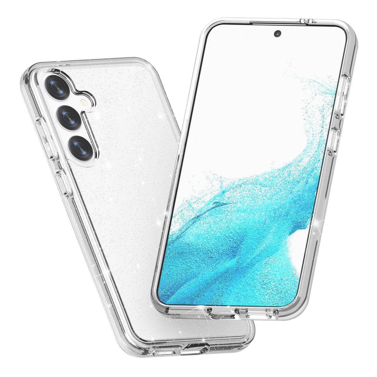 For Samsung Galaxy S24+ Case PC + TPU Shiny Glitter Phone Cover - White