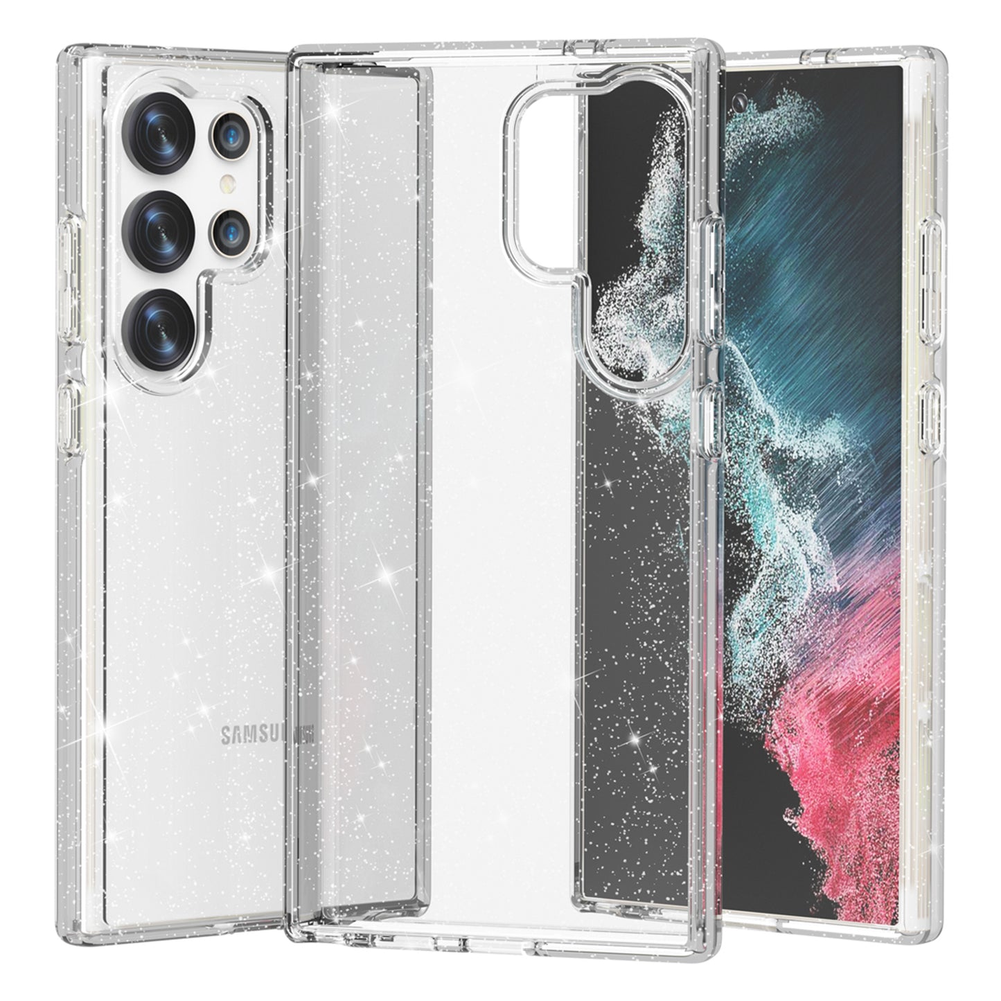 For Samsung Galaxy S24 Ultra Case Anti-scratch Glitter Phone Cover - White