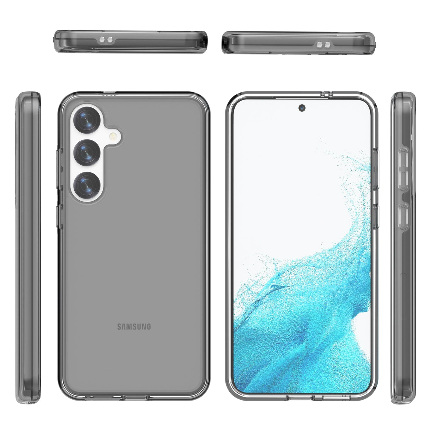 For Samsung Galaxy S24+ Phone Case PC+TPU Ultra Clear Phone Cover - Transparent Black