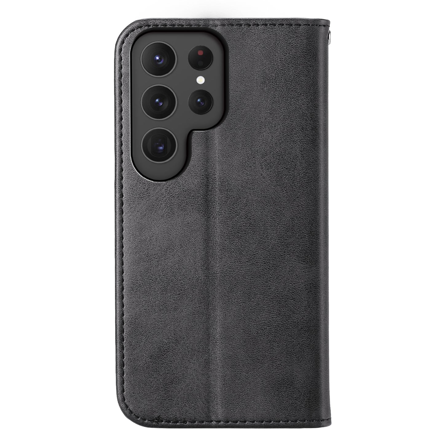 For Samsung Galaxy S24 Ultra Case Imprinted PU Leather+TPU Cell Phone Wallet Cover - Black