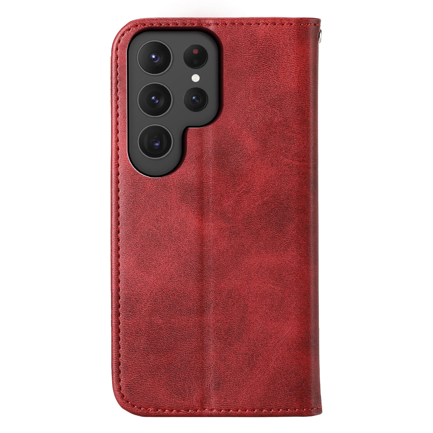 For Samsung Galaxy S24 Ultra Case Imprinted PU Leather+TPU Cell Phone Wallet Cover - Red