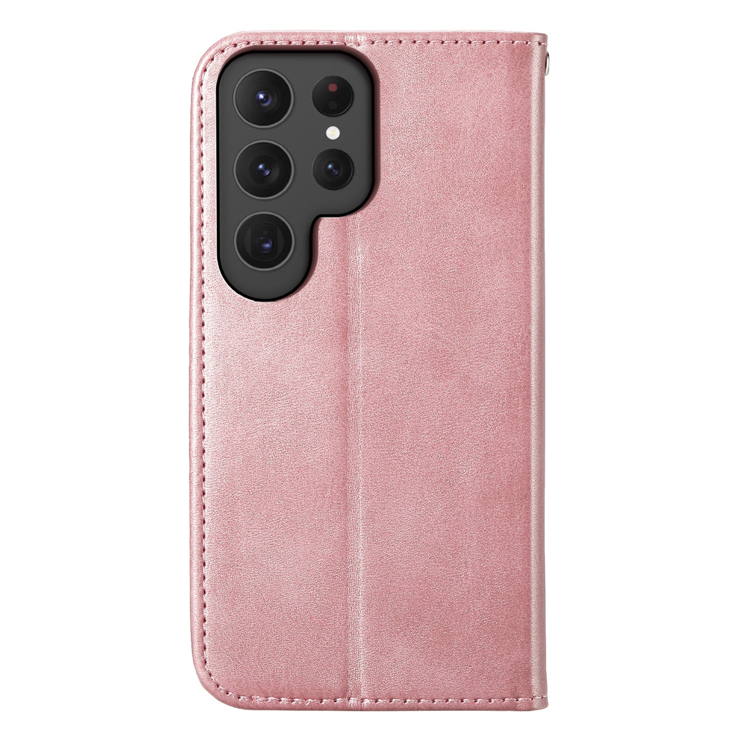 For Samsung Galaxy S24 Ultra Case Imprinted PU Leather+TPU Cell Phone Wallet Cover - Rose Gold