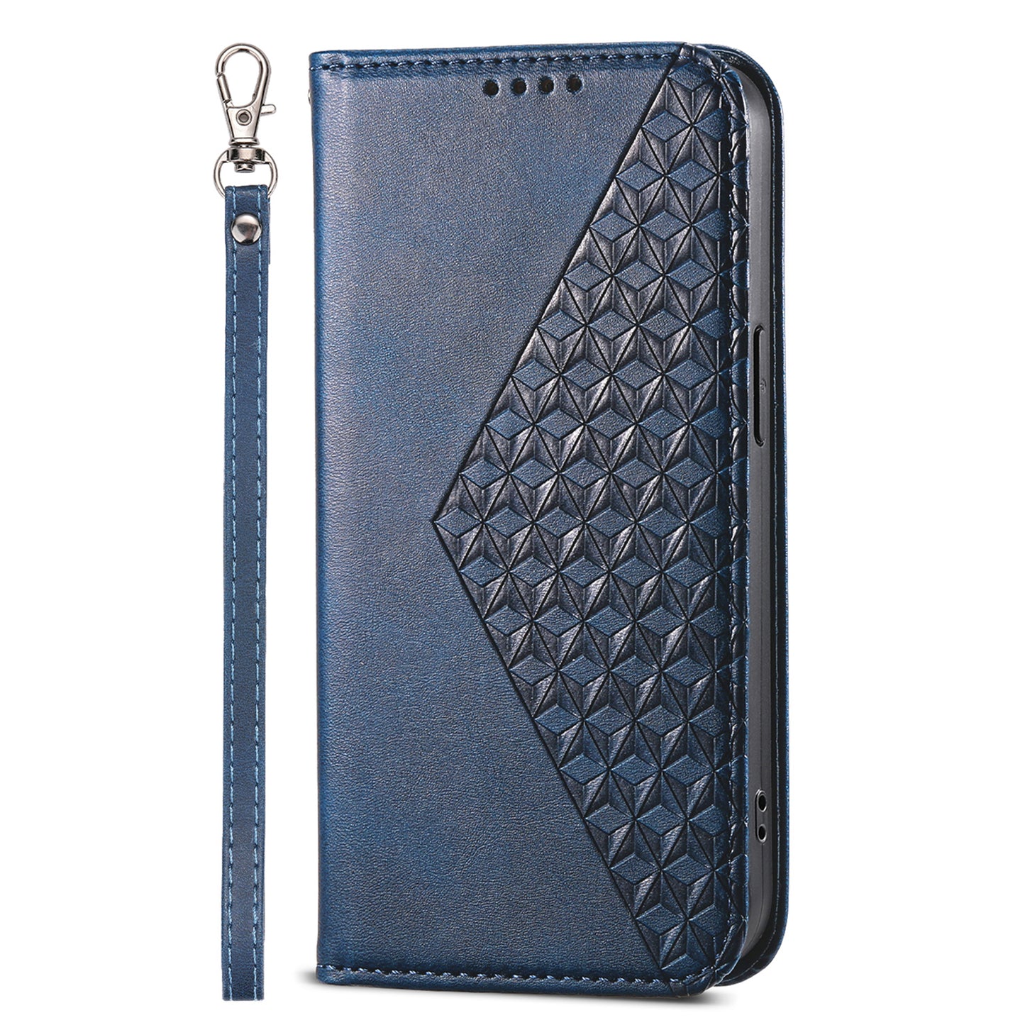 For Samsung Galaxy S24 Ultra Case Imprinted PU Leather+TPU Cell Phone Wallet Cover - Blue