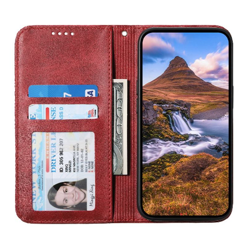 For Samsung Galaxy S24 Case PU Leather Imprinted Smart Phone Protector with Wallet - Red