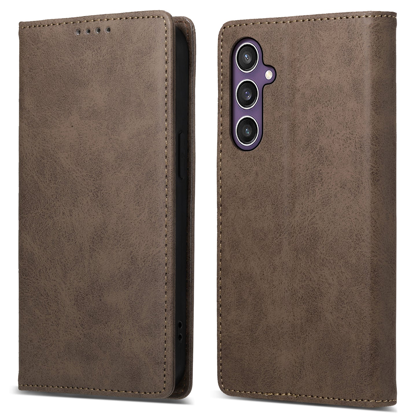 DF-05 For Samsung Galaxy S24+ Cell Phone Case RFID Blocking PU Leather Cover - Brown