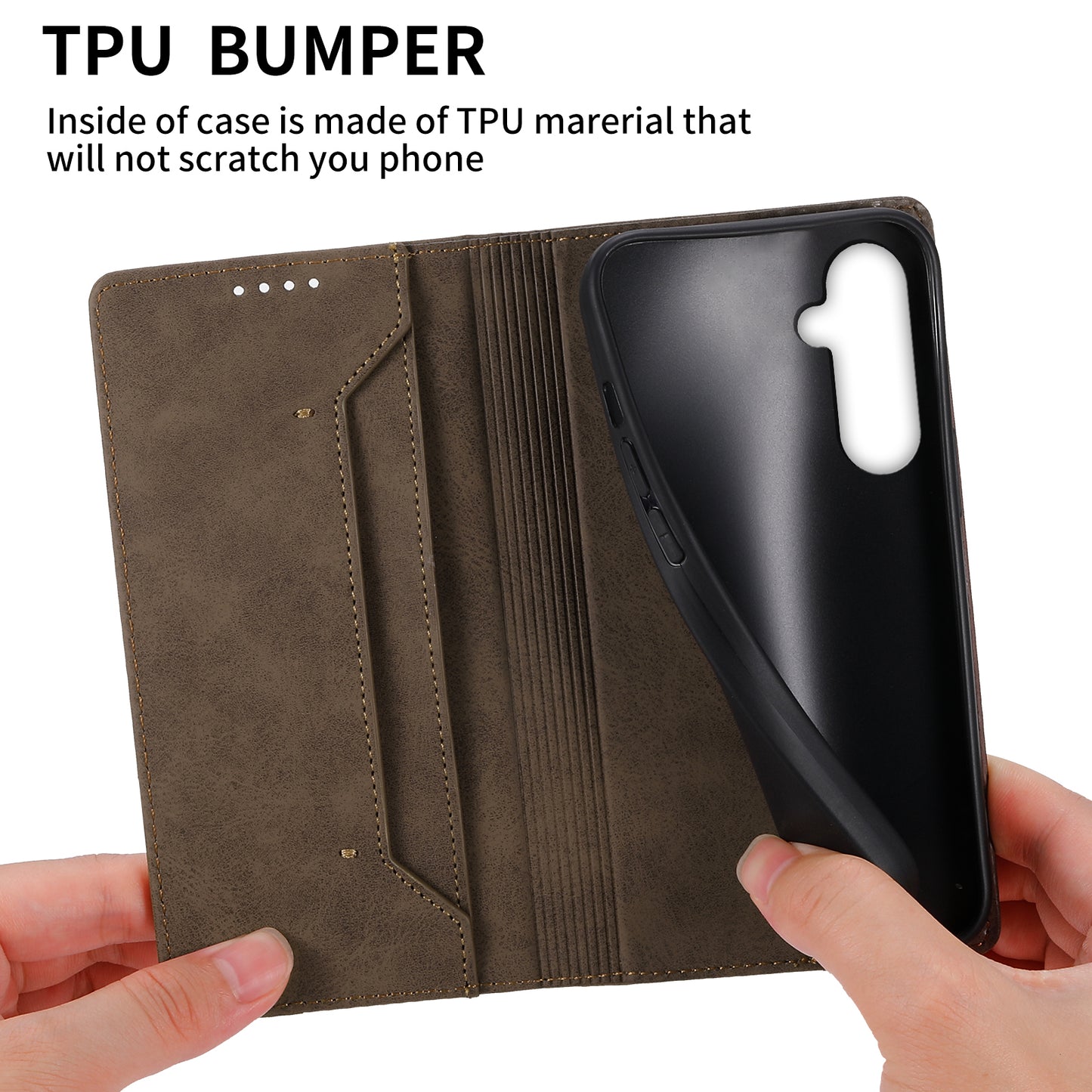DF-05 For Samsung Galaxy S24+ Cell Phone Case RFID Blocking PU Leather Cover - Brown
