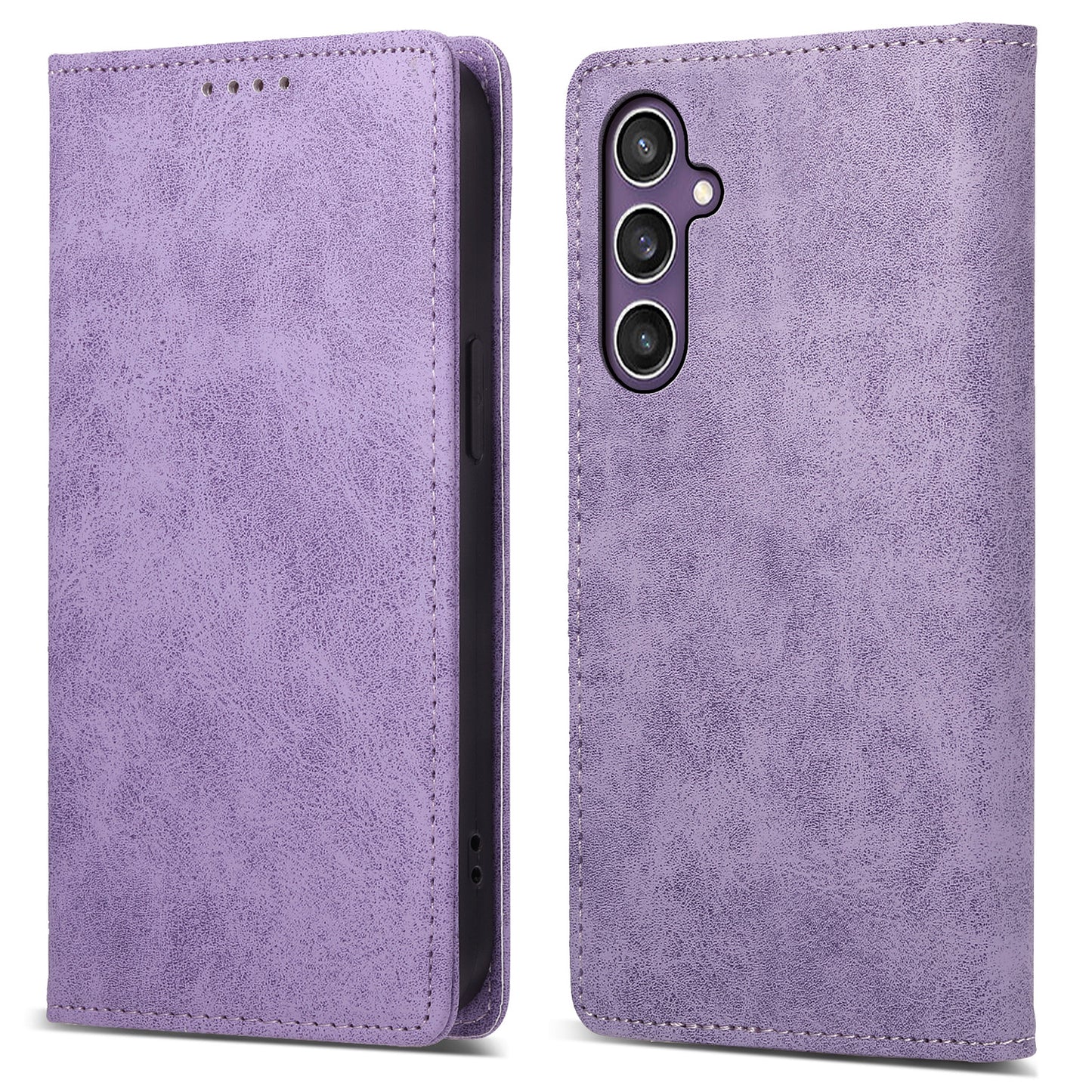 DF-05 For Samsung Galaxy S24 Cell Phone Case RFID Blocking PU Leather Cover with Wallet - Purple
