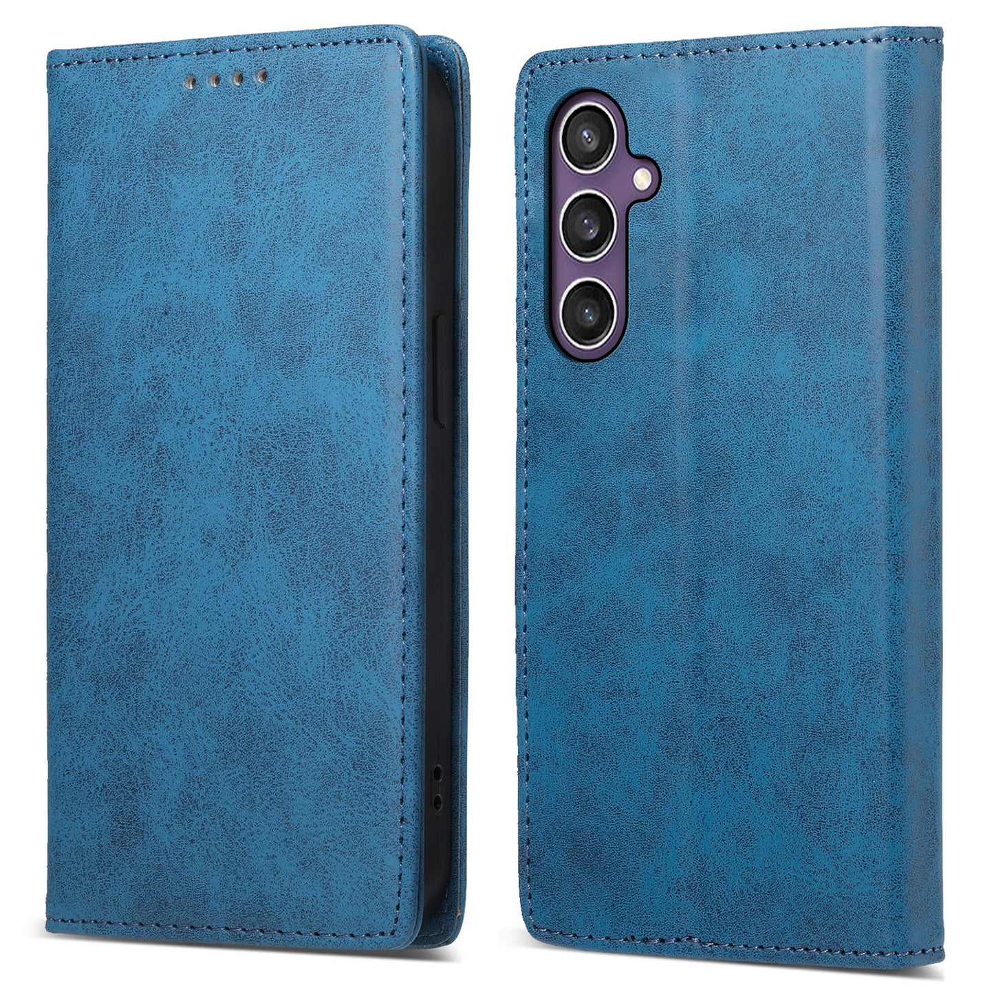 DF-05 For Samsung Galaxy S24 Cell Phone Case RFID Blocking PU Leather Cover with Wallet - Blue