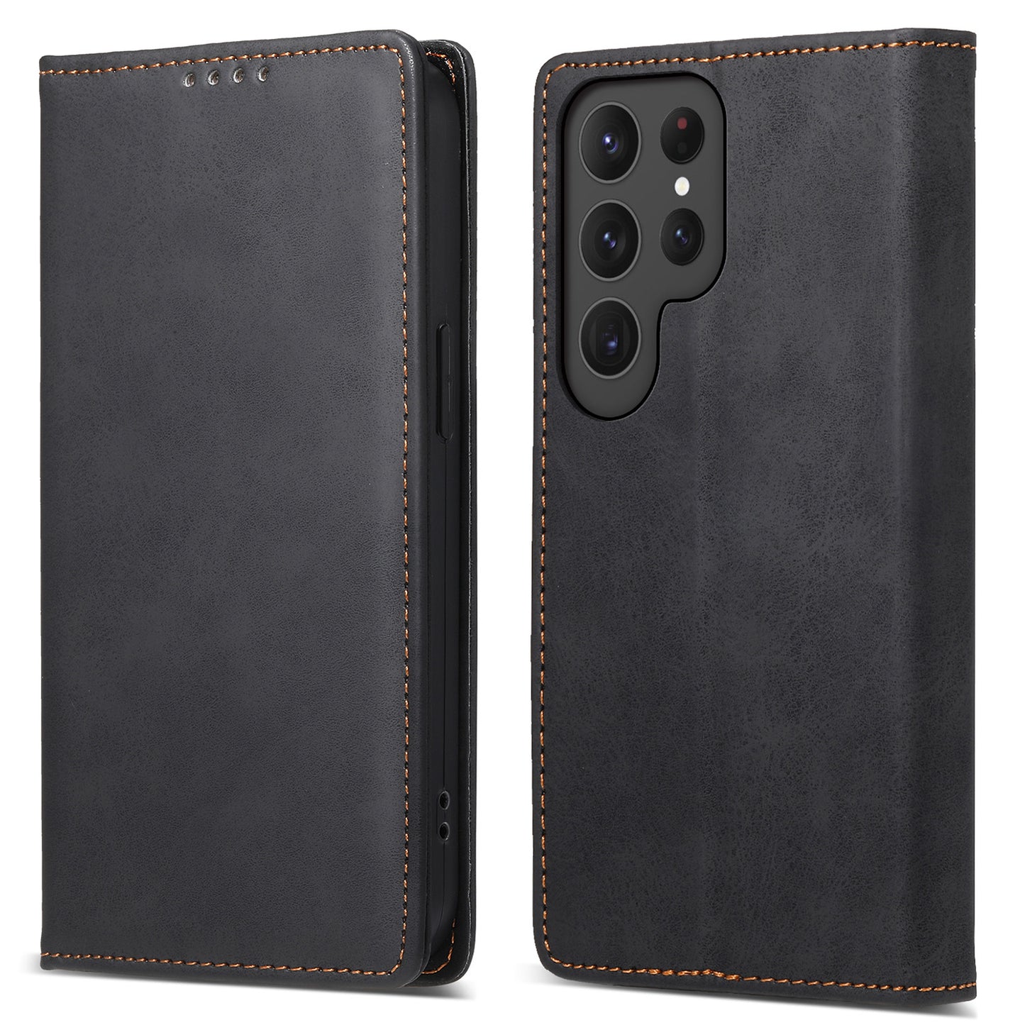 DF-05 For Samsung Galaxy S24 Ultra Case RFID Blocking PU Leather Phone Cover Wallet - Black