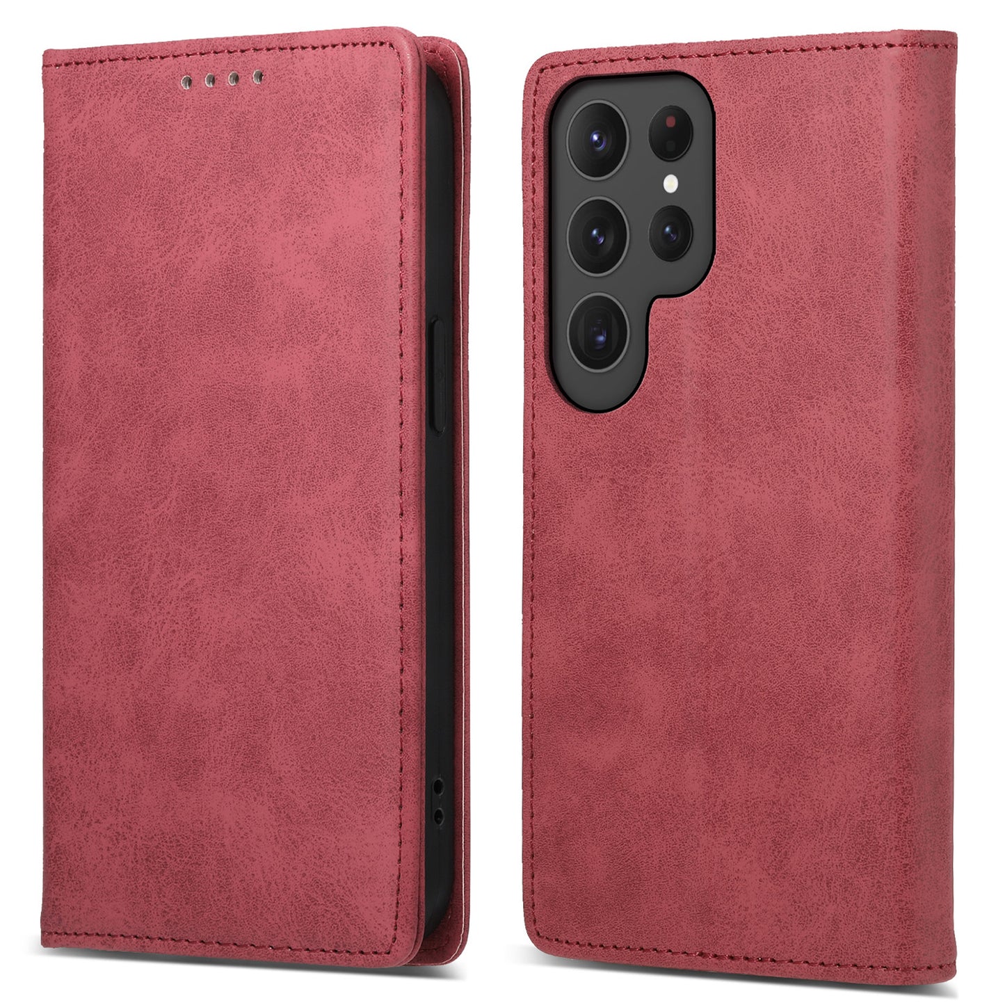 DF-05 For Samsung Galaxy S24 Ultra Case RFID Blocking PU Leather Phone Cover Wallet - Red