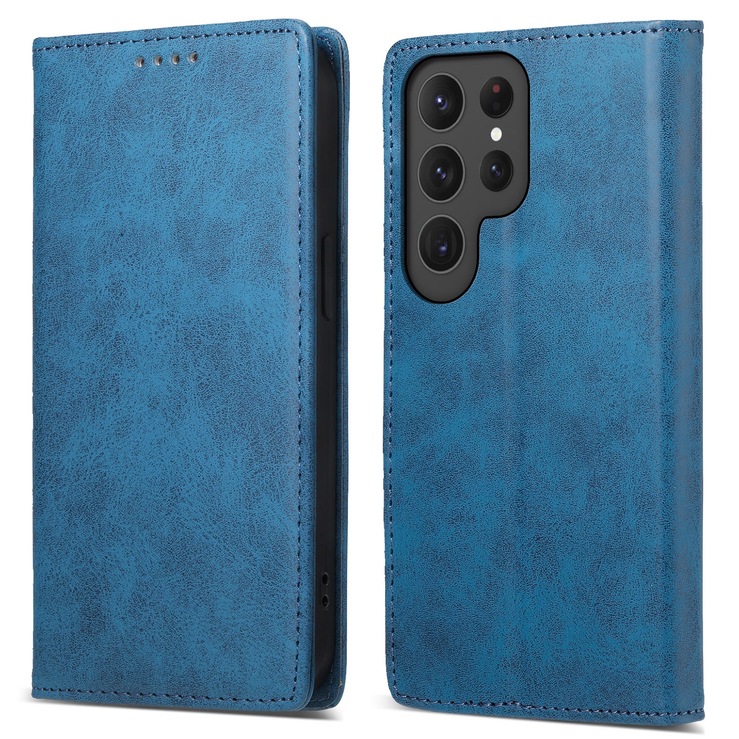 DF-05 For Samsung Galaxy S24 Ultra Case RFID Blocking PU Leather Phone Cover Wallet - Blue