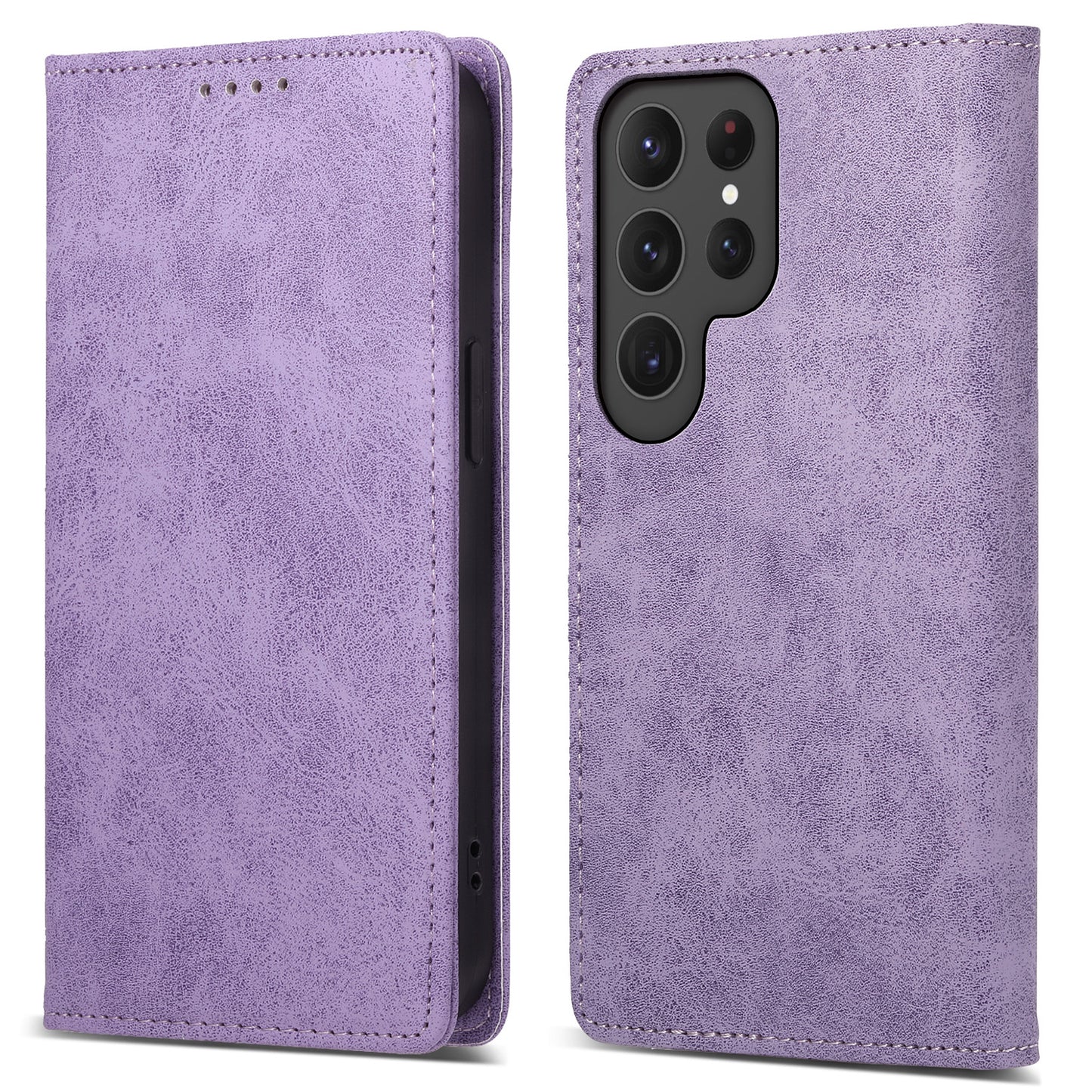 DF-05 For Samsung Galaxy S24 Ultra Case RFID Blocking PU Leather Phone Cover Wallet - Purple