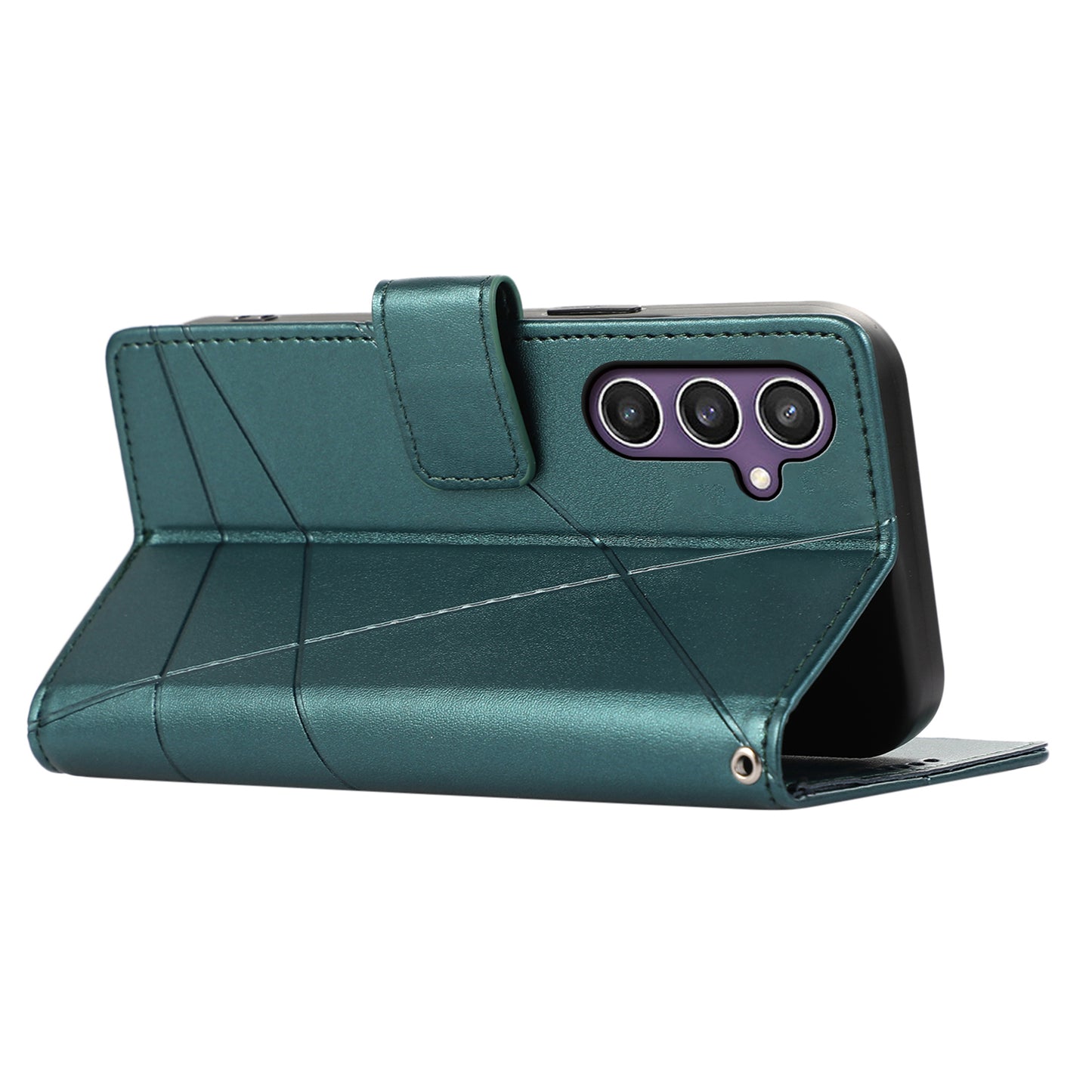 DF-06 For Samsung Galaxy S24 Cell Phone Cases with Strap Imprinted PU Leather Cover - Green