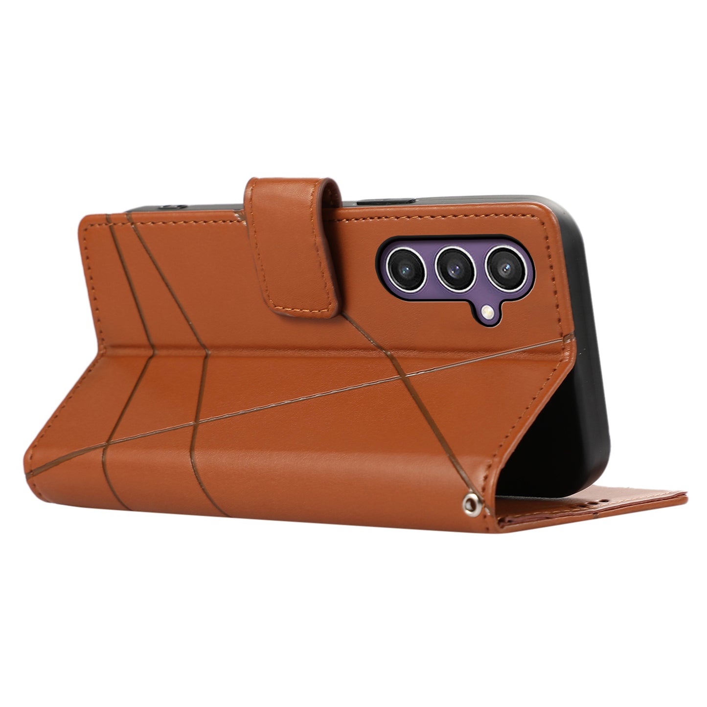 DF-06 For Samsung Galaxy S24+ Cell Phone Cases Imprinted Folio Flip PU Leather Cover - Brown