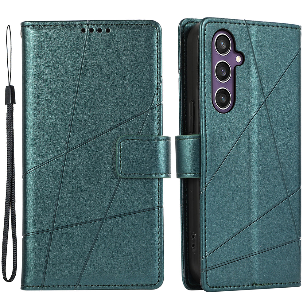 DF-06 For Samsung Galaxy S24+ Cell Phone Cases Imprinted Folio Flip PU Leather Cover - Green