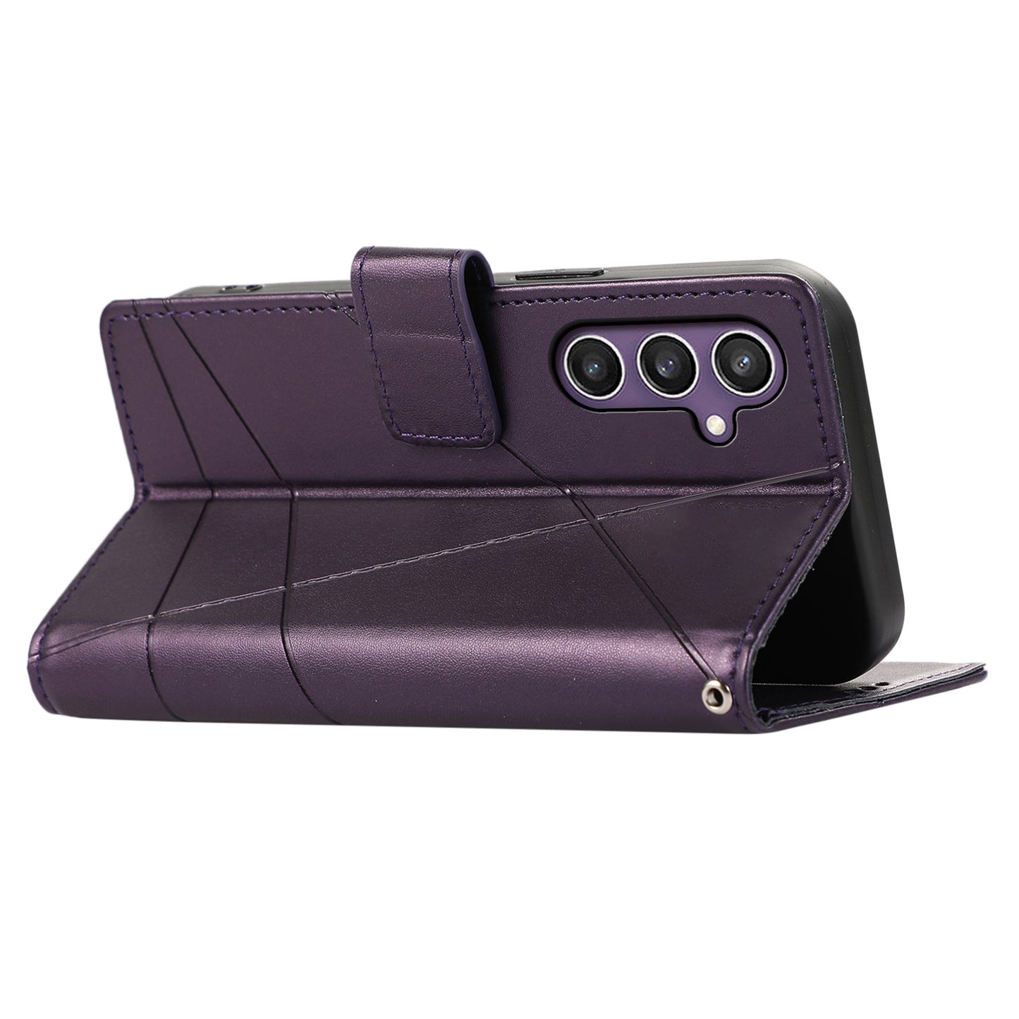DF-06 For Samsung Galaxy S24+ Cell Phone Cases Imprinted Folio Flip PU Leather Cover - Purple