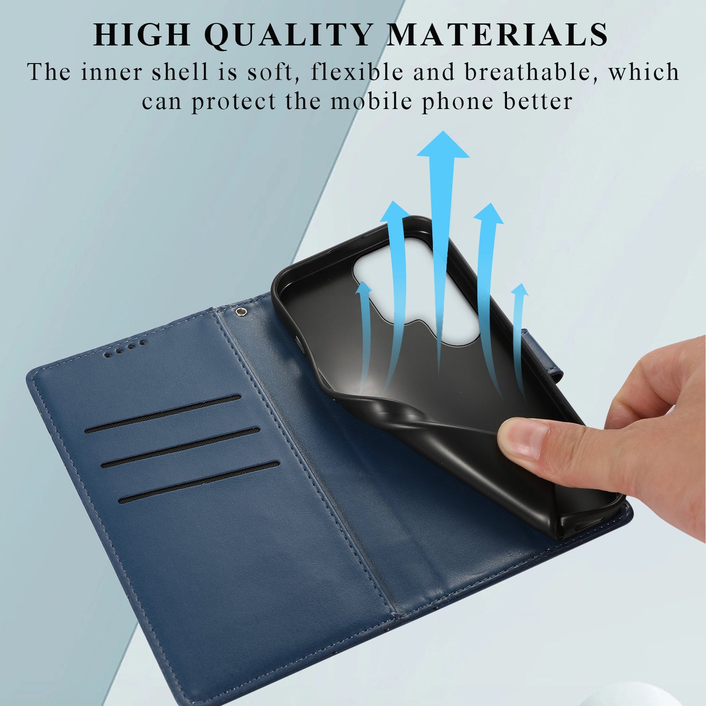 DF-06 Cell Phone Cases for Samsung Galaxy S24 Ultra Anti-scratch Imprinted PU Leather Cover - Blue