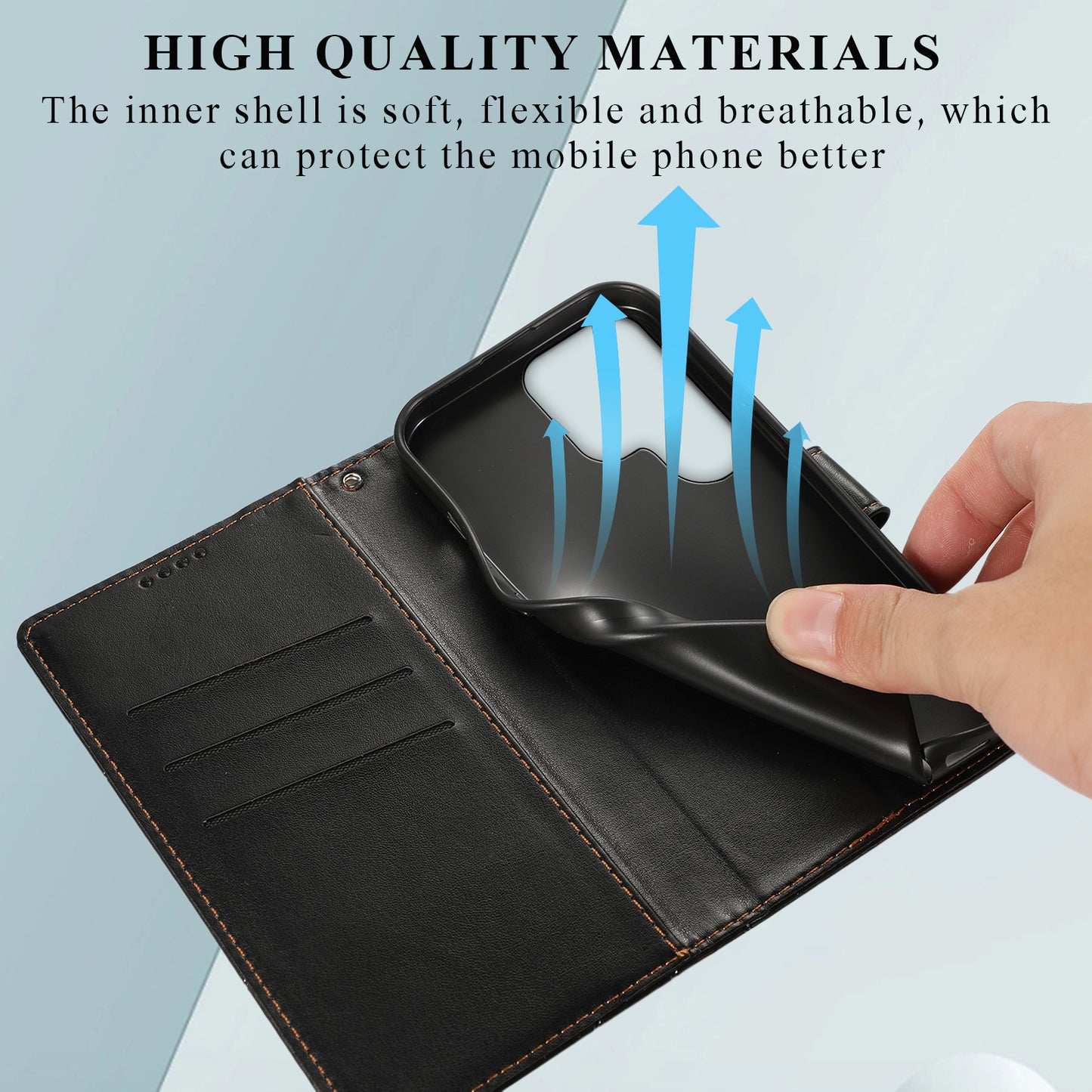 DF-06 Cell Phone Cases for Samsung Galaxy S24 Ultra Anti-scratch Imprinted PU Leather Cover - Black