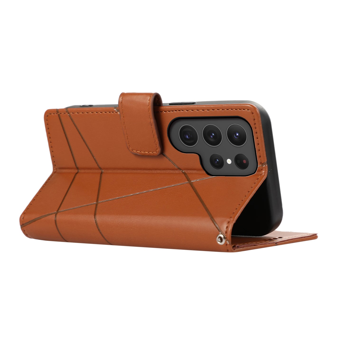DF-06 Cell Phone Cases for Samsung Galaxy S24 Ultra Anti-scratch Imprinted PU Leather Cover - Brown