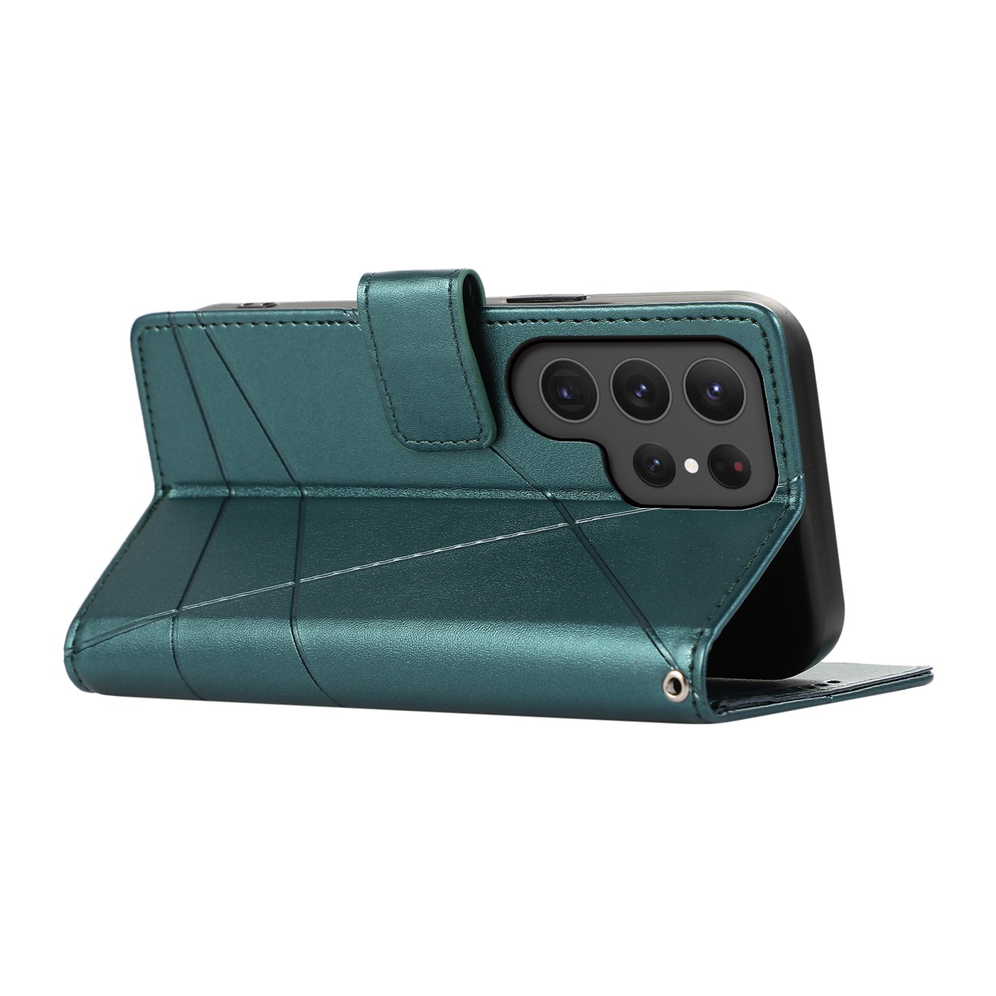 DF-06 Cell Phone Cases for Samsung Galaxy S24 Ultra Anti-scratch Imprinted PU Leather Cover - Green