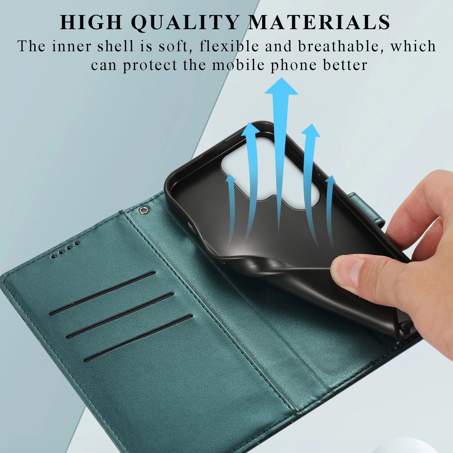 DF-06 Cell Phone Cases for Samsung Galaxy S24 Ultra Anti-scratch Imprinted PU Leather Cover - Green