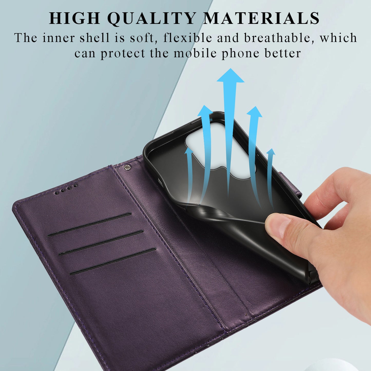 DF-06 Cell Phone Cases for Samsung Galaxy S24 Ultra Anti-scratch Imprinted PU Leather Cover - Purple