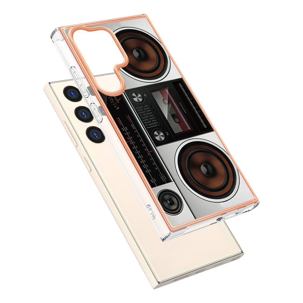 YB IMD Series-19 Style-D For Samsung Galaxy S24 Ultra Phone Case Electroplating Edge 2.0mm TPU Cover - Radio