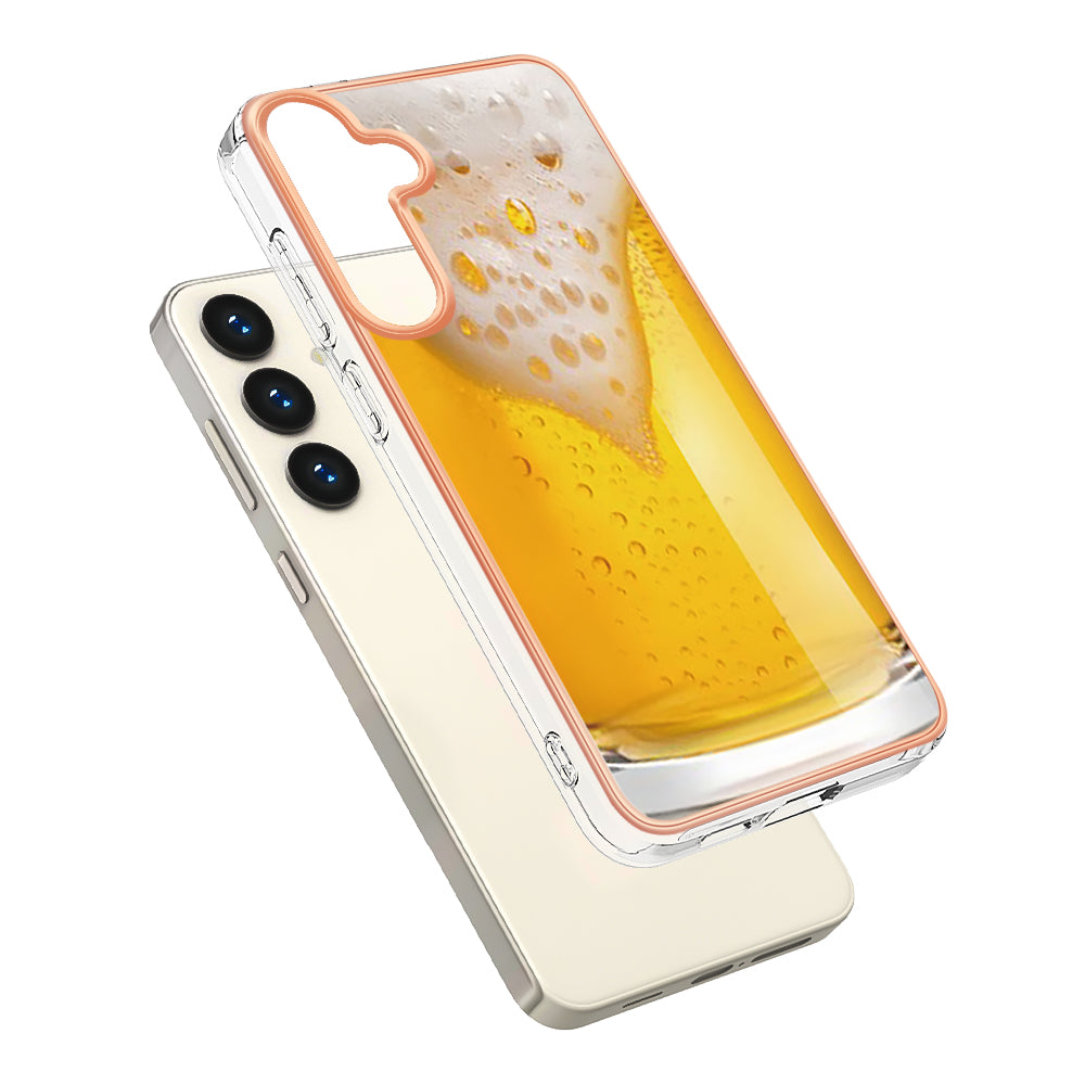 YB IMD Series-19 Style-D For Samsung Galaxy S24+ Plating Cover 2.0mm TPU Soft Phone Case - Beer