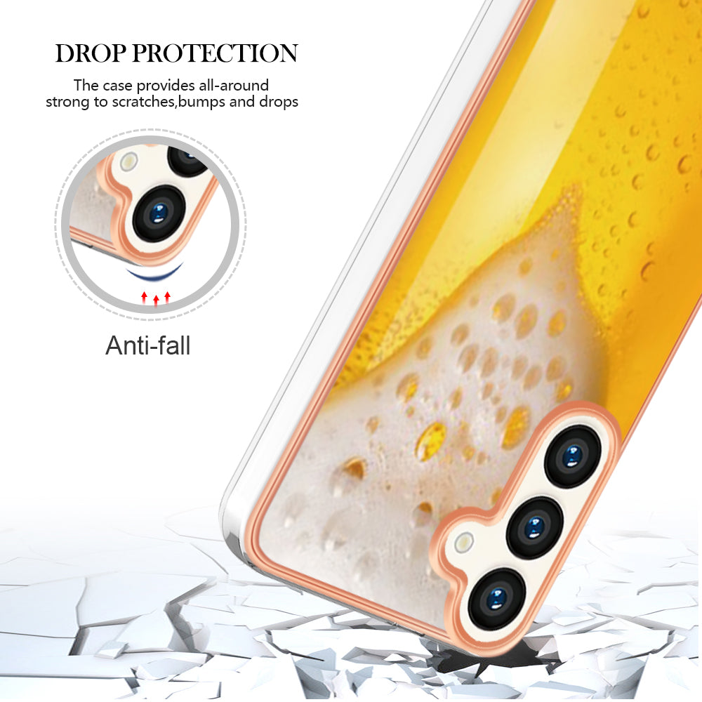 YB IMD Series-19 Style-D For Samsung Galaxy S24+ Plating Cover 2.0mm TPU Soft Phone Case - Beer