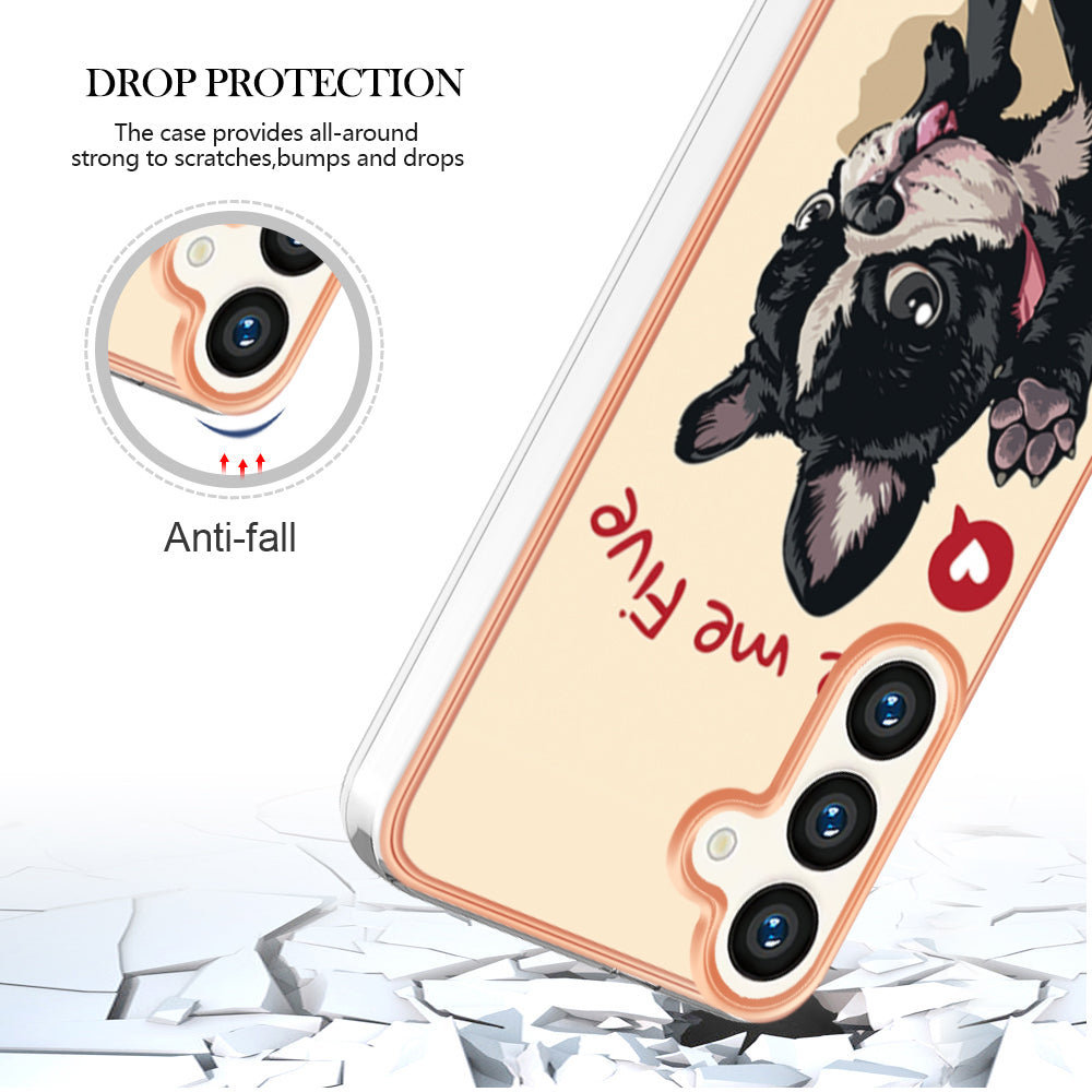 YB IMD Series-19 Style-D For Samsung Galaxy S24+ Plating Cover 2.0mm TPU Soft Phone Case - Dog