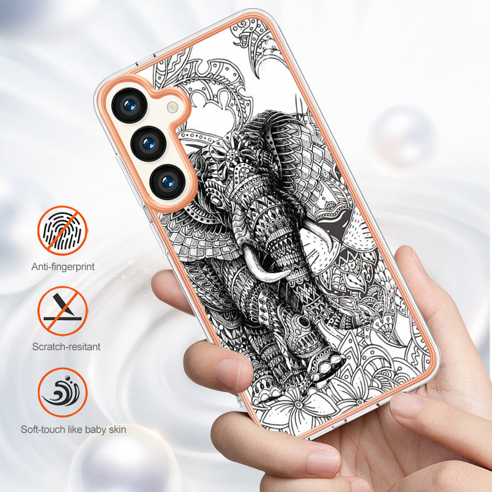 YB IMD Series-19 Style-D For Samsung Galaxy S24+ Plating Cover 2.0mm TPU Soft Phone Case - Totem Elephant