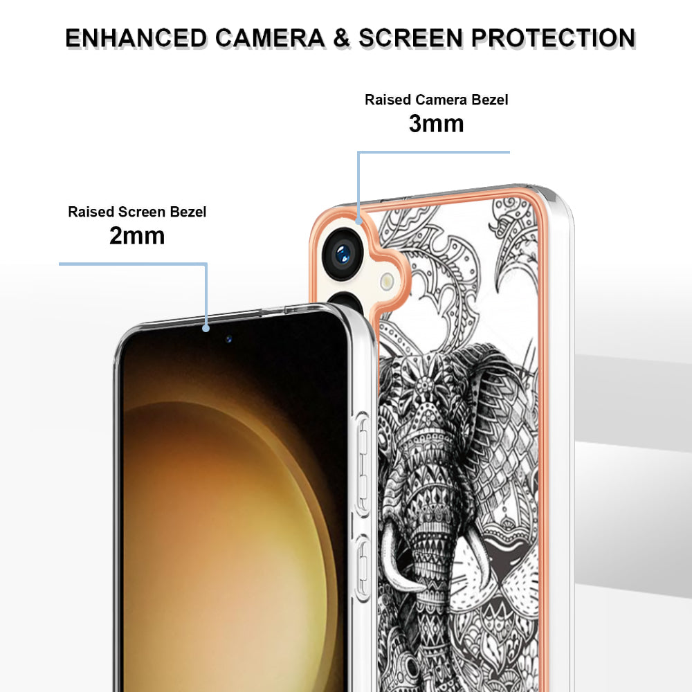YB IMD Series-19 Style-D For Samsung Galaxy S24+ Plating Cover 2.0mm TPU Soft Phone Case - Totem Elephant