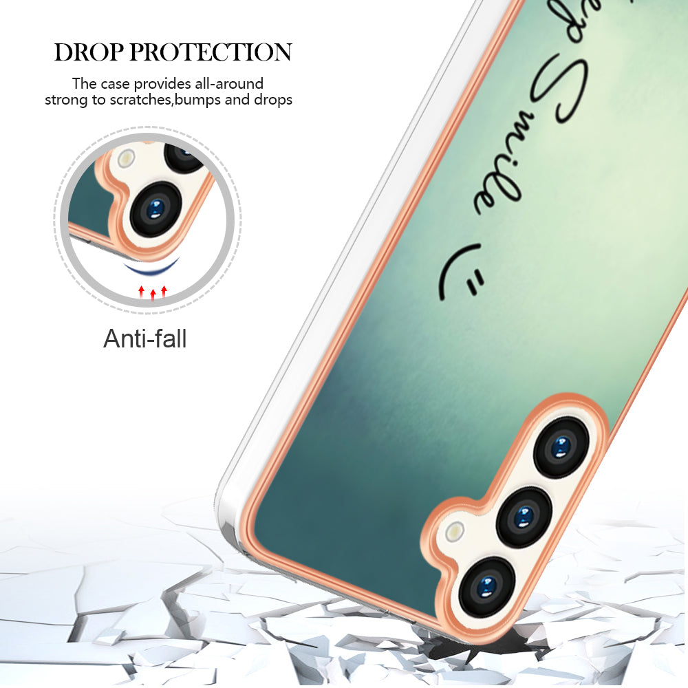 YB IMD Series-19 Style-D For Samsung Galaxy S24+ Plating Cover 2.0mm TPU Soft Phone Case - Keep Smile