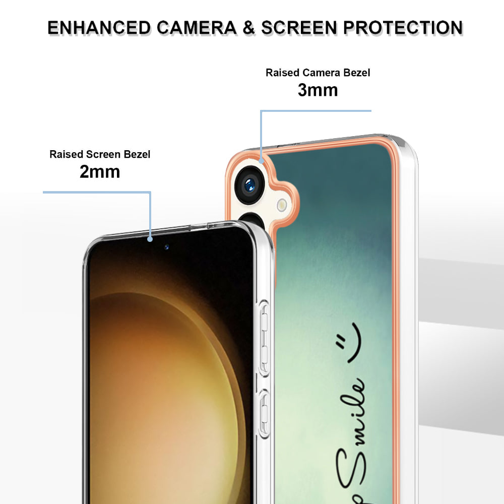 YB IMD Series-19 Style-D For Samsung Galaxy S24+ Plating Cover 2.0mm TPU Soft Phone Case - Keep Smile
