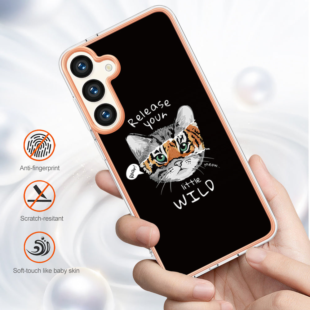 YB IMD Series-19 Style-D For Samsung Galaxy S24 Phone Case Electroplated Design 2.0mm TPU Cover - Cat / Tiger