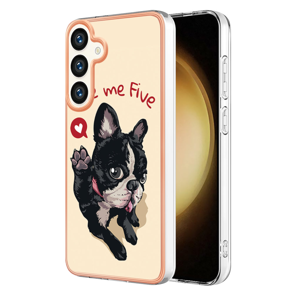 YB IMD Series-19 Style-D For Samsung Galaxy S24 Phone Case Electroplated Design 2.0mm TPU Cover - Dog