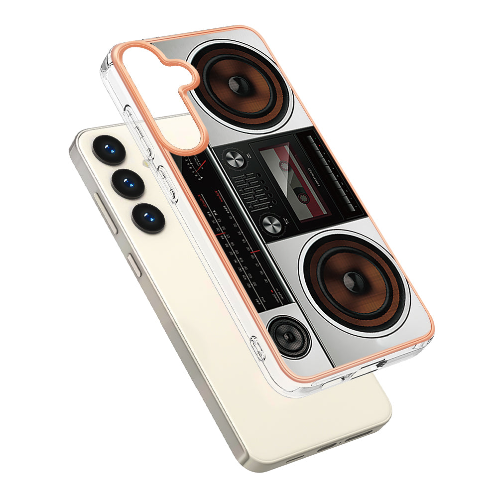 YB IMD Series-19 Style-D For Samsung Galaxy S24 Phone Case Electroplated Design 2.0mm TPU Cover - Radio
