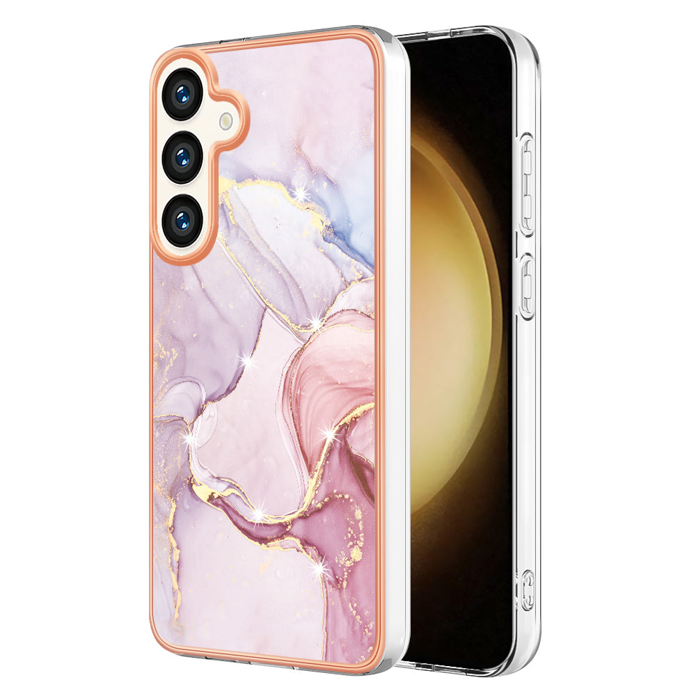 YB IMD Series-2 For Samsung Galaxy S24+ TPU Phone Case Marble Pattern Shockproof Cover - Rose Gold 005