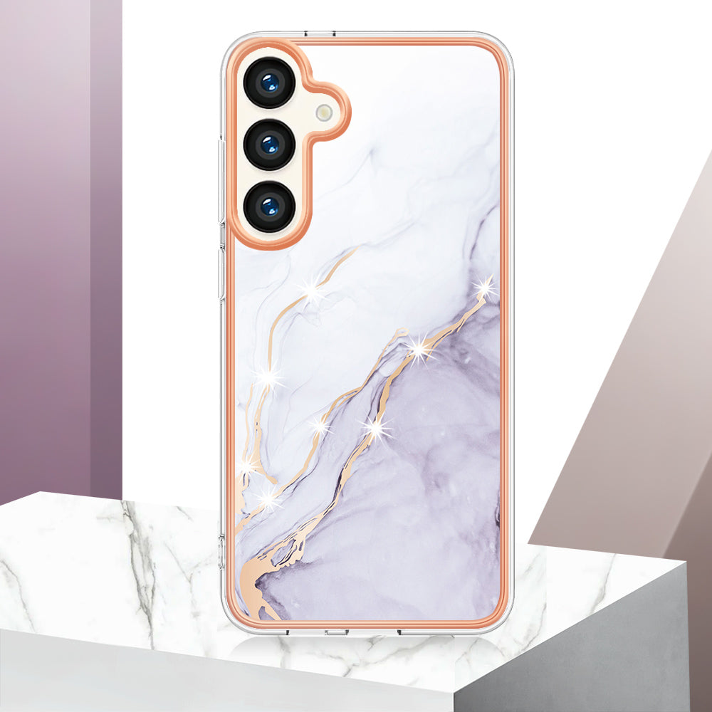 YB IMD Series-2 For Samsung Galaxy S24+ TPU Phone Case Marble Pattern Shockproof Cover - White 006