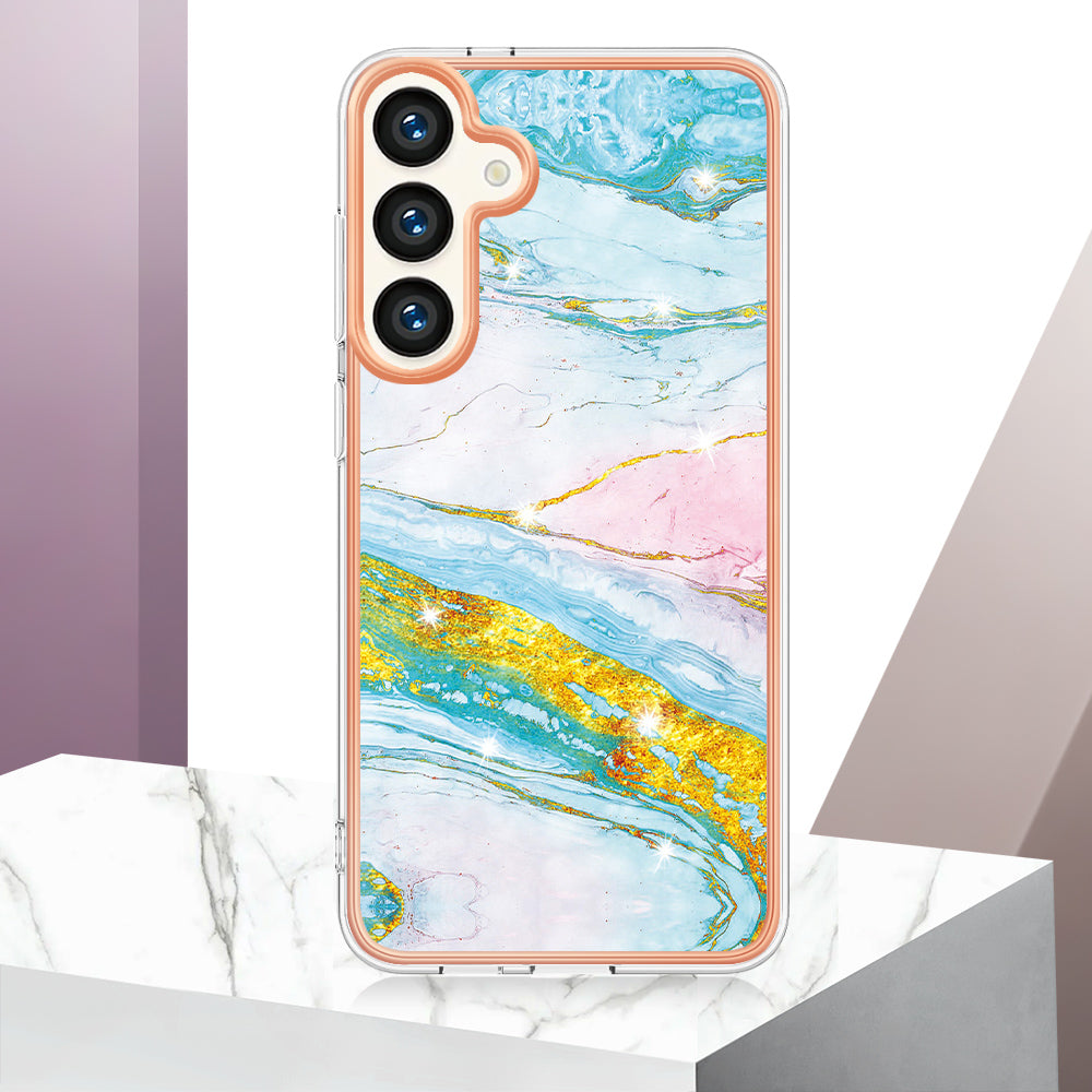 YB IMD Series-2 For Samsung Galaxy S24+ TPU Phone Case Marble Pattern Shockproof Cover - Green 004