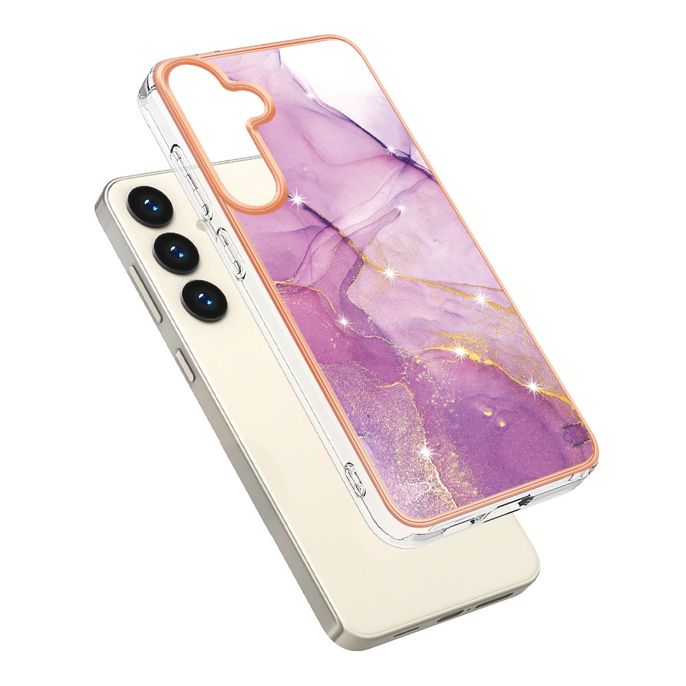 YB IMD Series-2 For Samsung Galaxy S24+ TPU Phone Case Marble Pattern Shockproof Cover - Purple 001