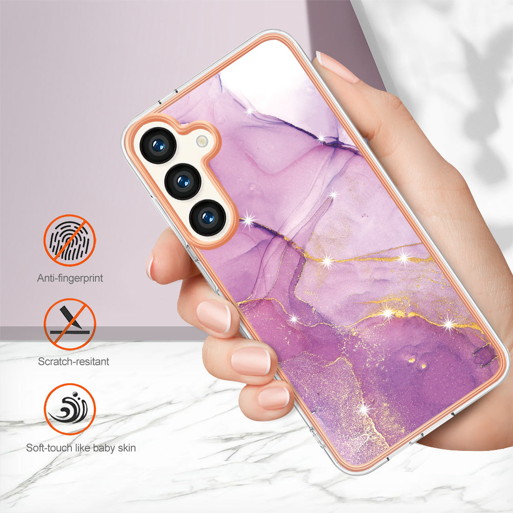 YB IMD Series-2 For Samsung Galaxy S24+ TPU Phone Case Marble Pattern Shockproof Cover - Purple 001