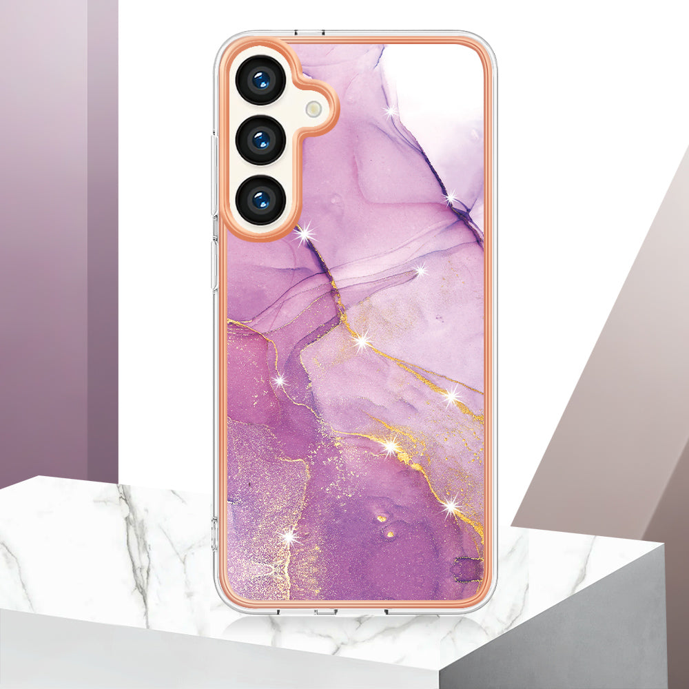 YB IMD Series-2 For Samsung Galaxy S24+ TPU Phone Case Marble Pattern Shockproof Cover - Purple 001