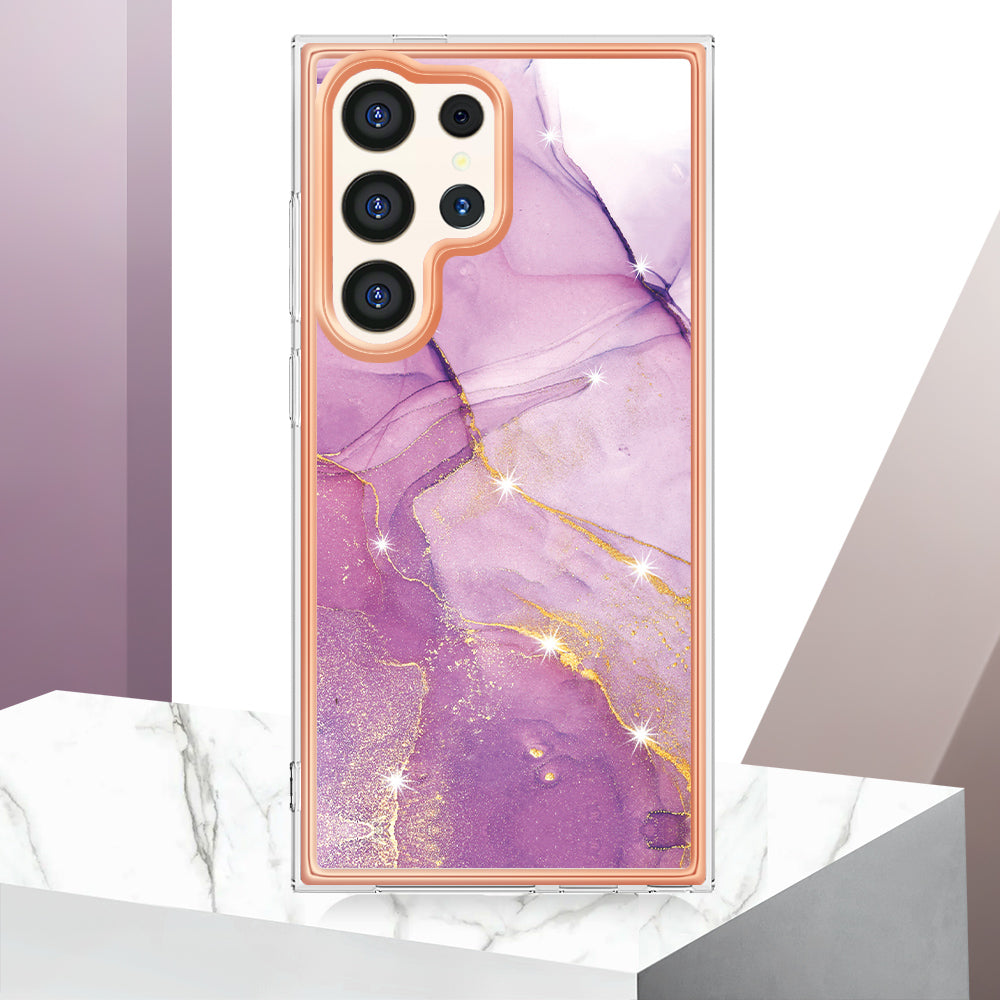 YB IMD Series-2 For Samsung Galaxy S24 Ultra TPU Case Electroplated Design Phone Cover - Purple 001
