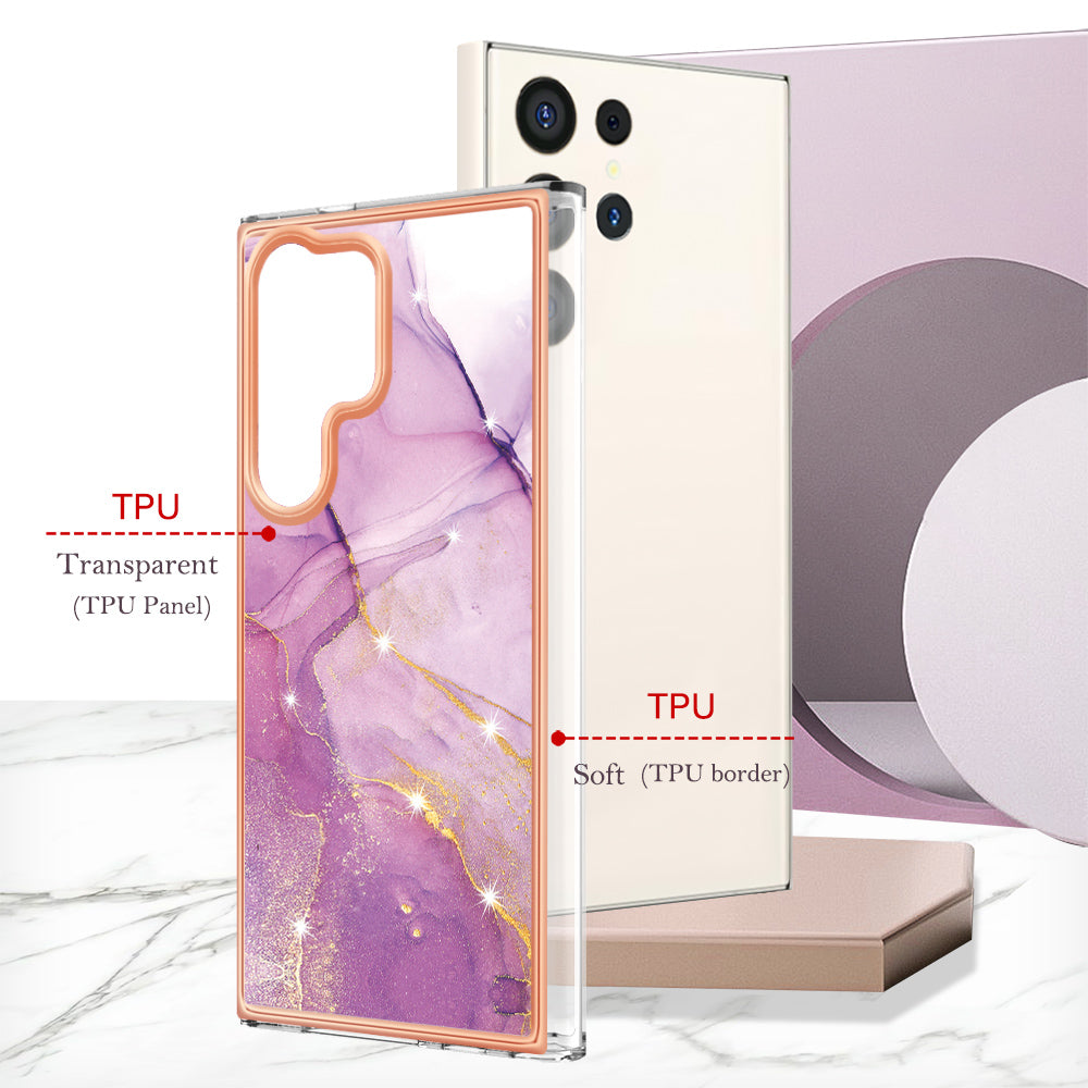 YB IMD Series-2 For Samsung Galaxy S24 Ultra TPU Case Electroplated Design Phone Cover - Purple 001