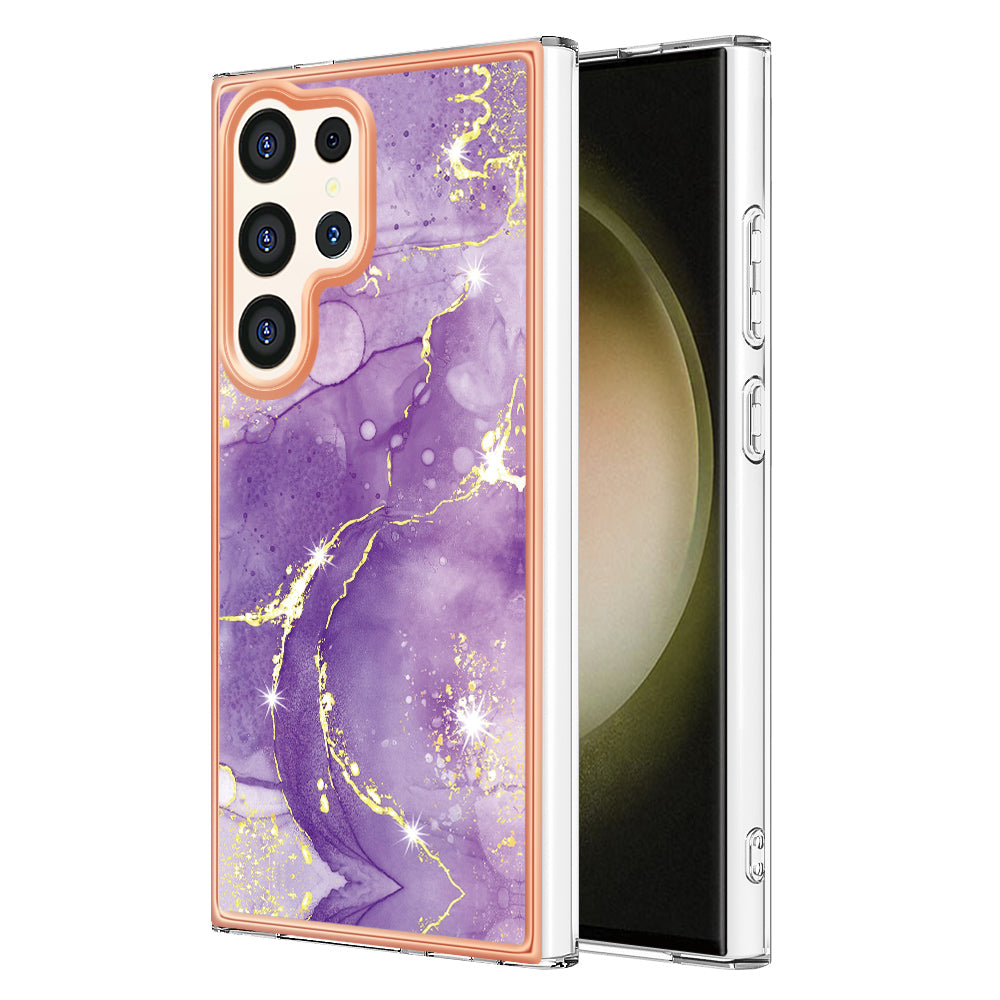 YB IMD Series-2 For Samsung Galaxy S24 Ultra TPU Case Electroplated Design Phone Cover - Purple 002
