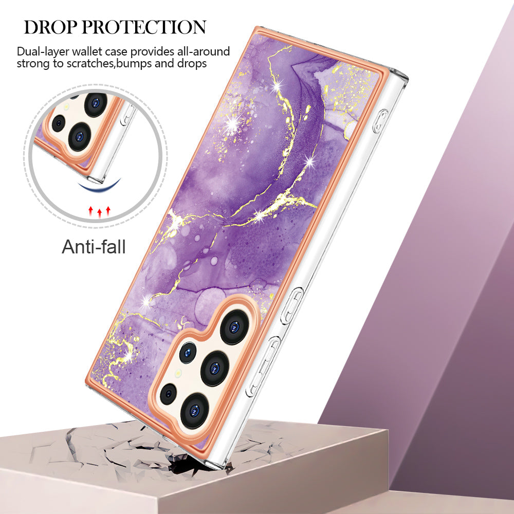 YB IMD Series-2 For Samsung Galaxy S24 Ultra TPU Case Electroplated Design Phone Cover - Purple 002