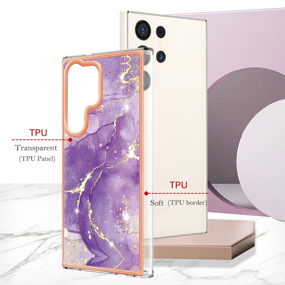 YB IMD Series-2 For Samsung Galaxy S24 Ultra TPU Case Electroplated Design Phone Cover - Purple 002