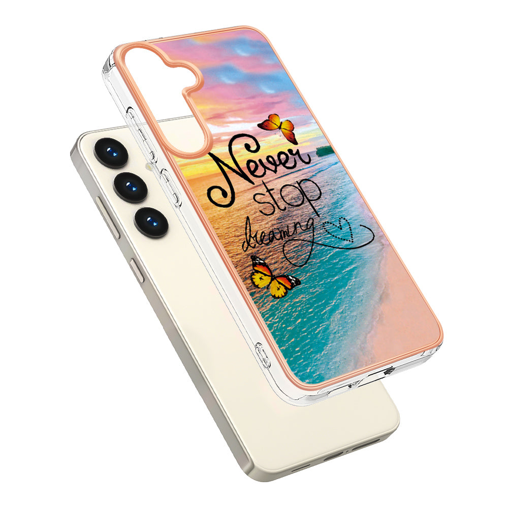 YB IMD Series-1 For Samsung Galaxy S24 Phone Case Pattern TPU Plating Cover - Never Stop Dreaming